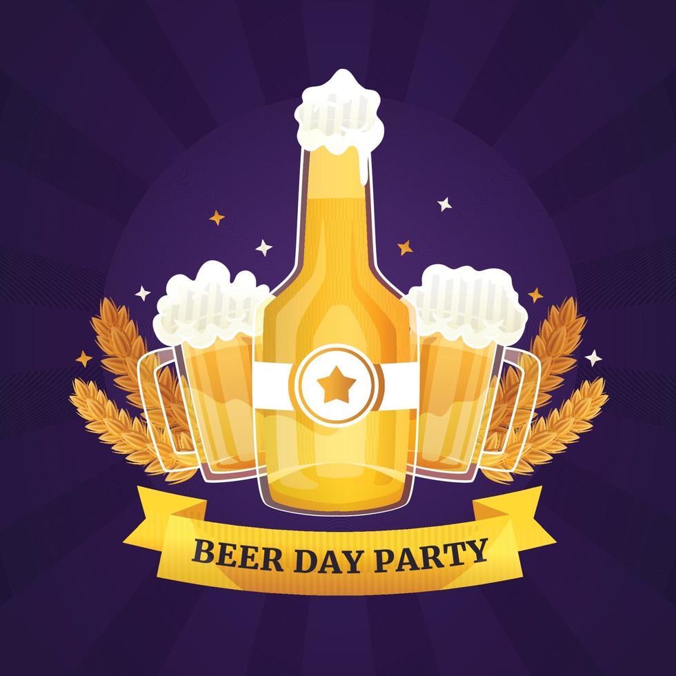 lineaire illustraties voor bierdagfeesten vector