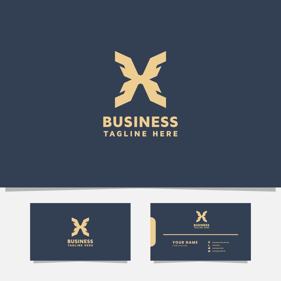 eenvoudig en minimalistisch geometrisch letter x-logo met visitekaartje vector