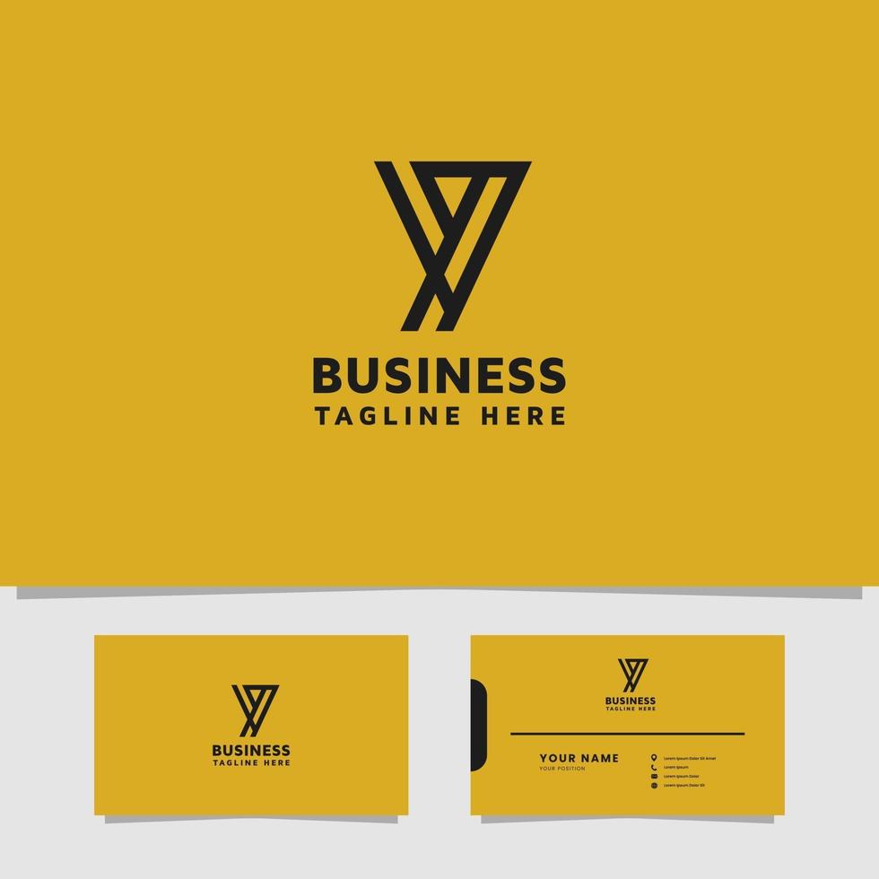 eenvoudig en minimalistisch lijnletter y-logo met sjabloon voor visitekaartjes vector