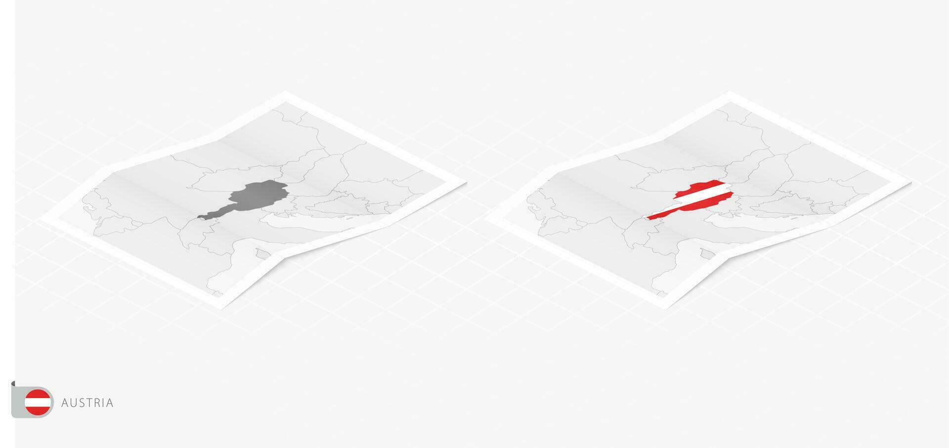 reeks van twee realistisch kaart van Oostenrijk met schaduw. de vlag en kaart van Oostenrijk in isometrische stijl. vector