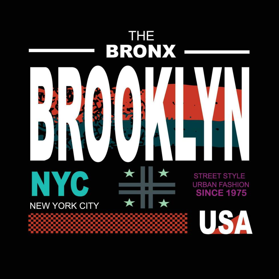 Brooklyn tee grafisch typografie voor afdrukken t shirt, illustratie, voorraad vector, kunst, stijl vector