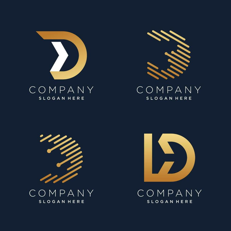 brief d logo ontwerp element vector met creatief gouden concept
