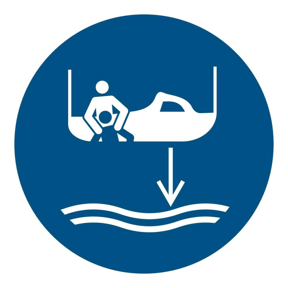 iso 7010 geregistreerd veiligheid tekens symbool pictogram waarschuwingen voorzichtigheid merk op verplicht lager redden boot naar de water in lancering volgorde vector