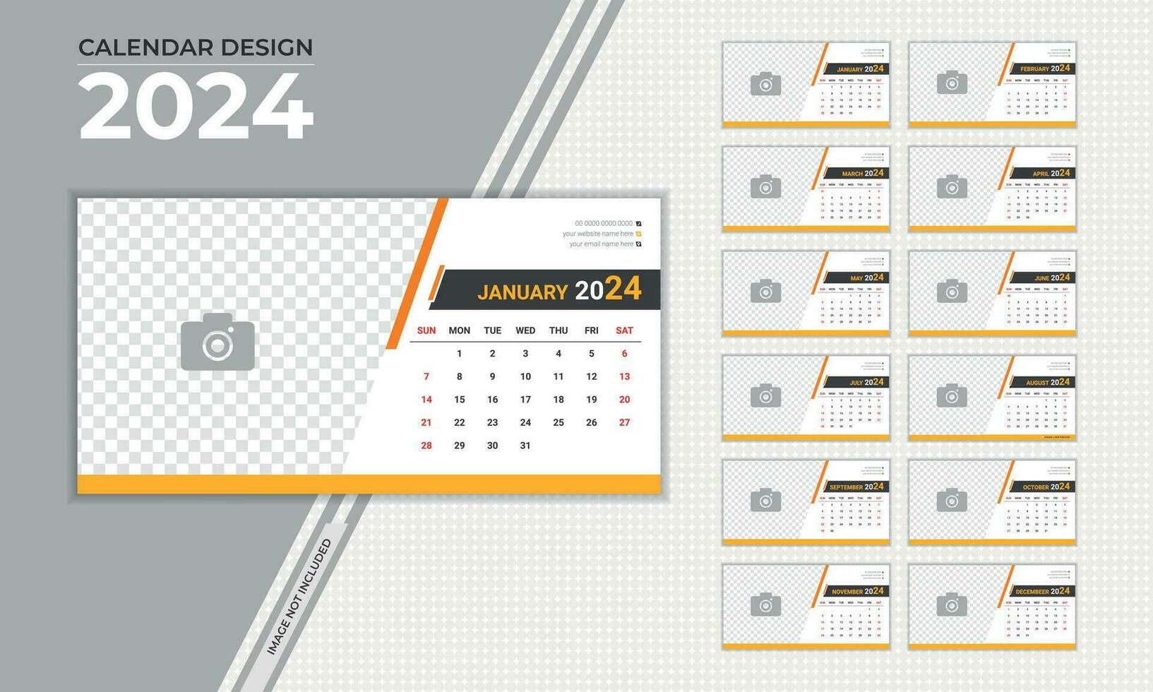 elegant en gemakkelijk bureau kalender ontwerp 2024 vector