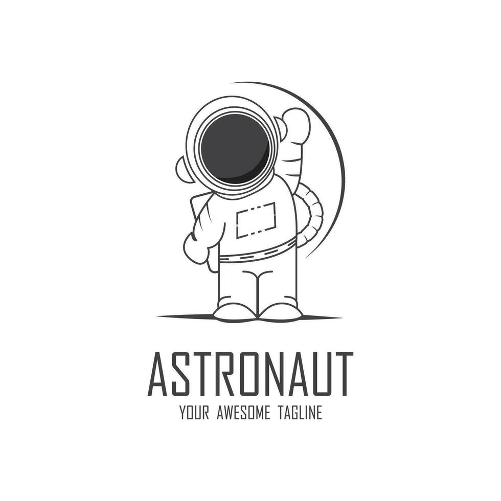 astronaut logo vector icoon illustratie ontwerp