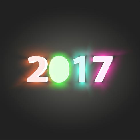 Neon 2017 schijnteken, vectorillustratie vector