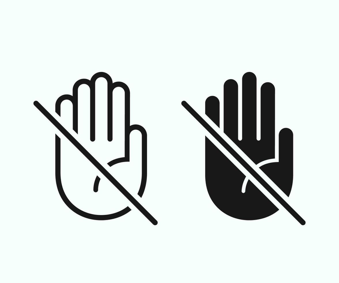 Doen niet tintje hand- icoon. niet doen tintje hand- icoon. bekleed logotype ontwerp element. gebruiker handleiding standaard- symbool. gekruiste palm pictogram. vector