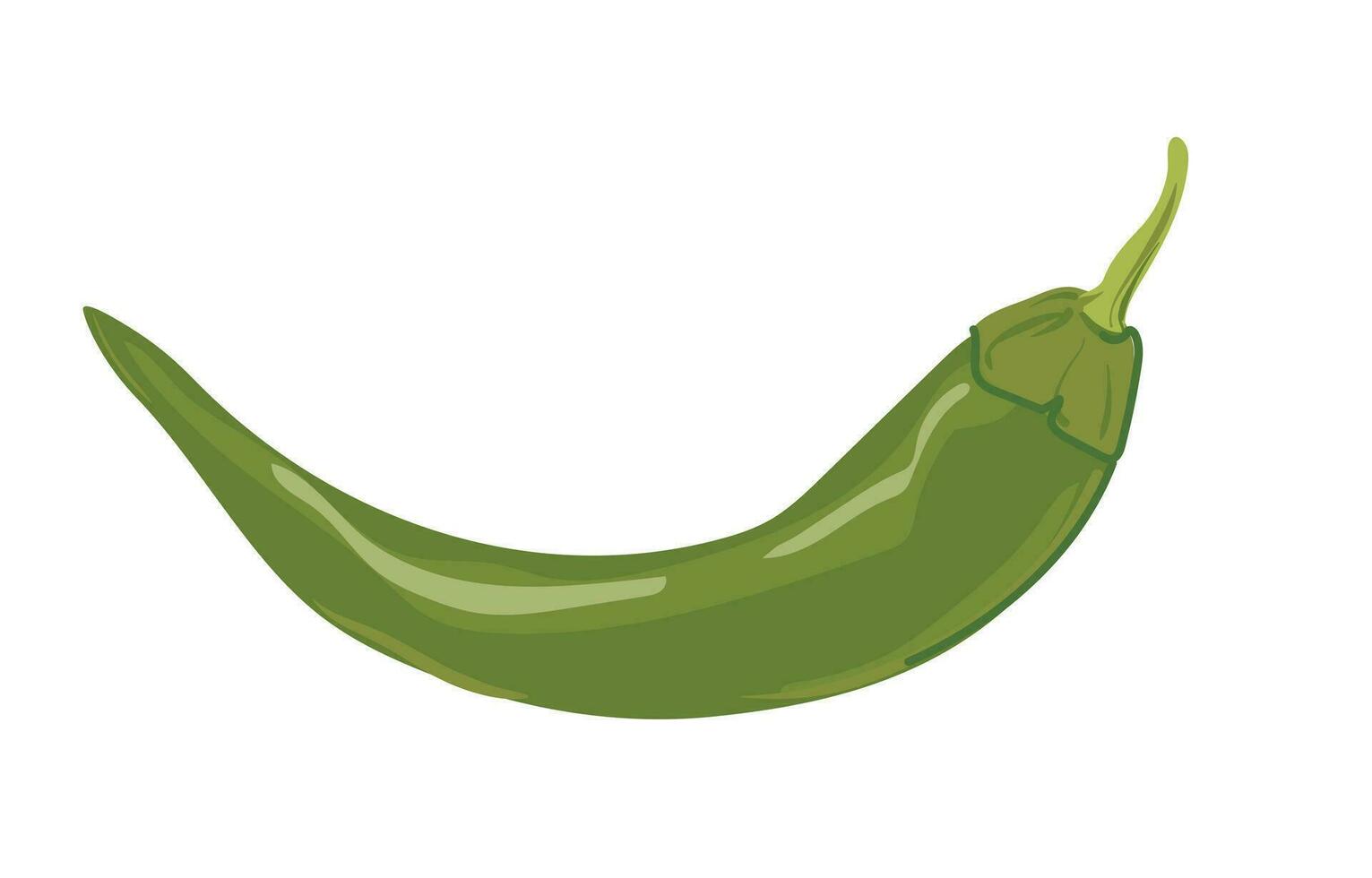 groen heet Chili peper. vector, vlak stijl. een ingrediënt van Mexicaans en Aziatisch keuken. kruid in de stijl van karton Aan een wit achtergrond. vector