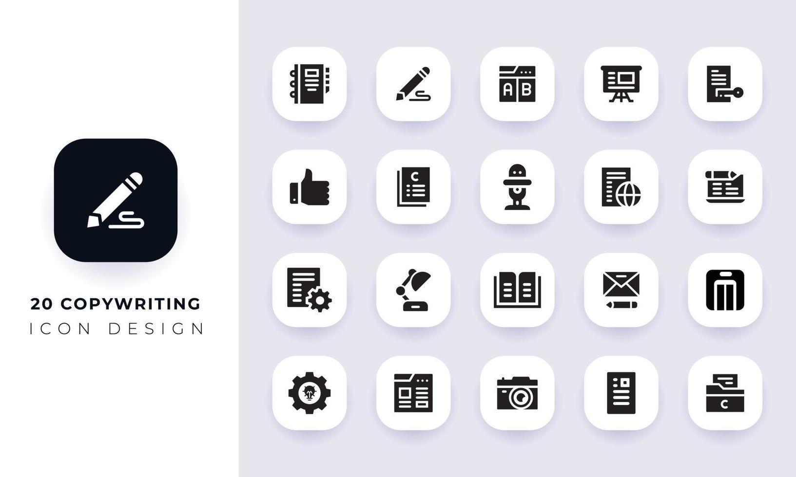 minimaal plat copywriting icon pack. vector