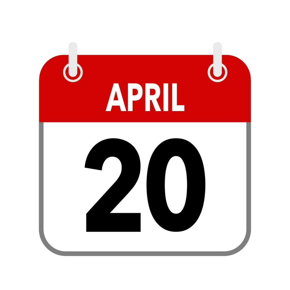 20 april, kalender datum icoon Aan wit achtergrond. vector