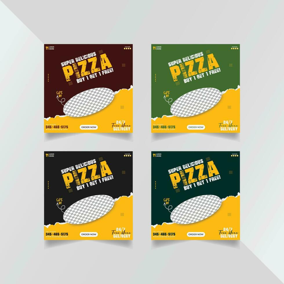 heerlijk pizza sociaal media sjabloon ontwerp vector