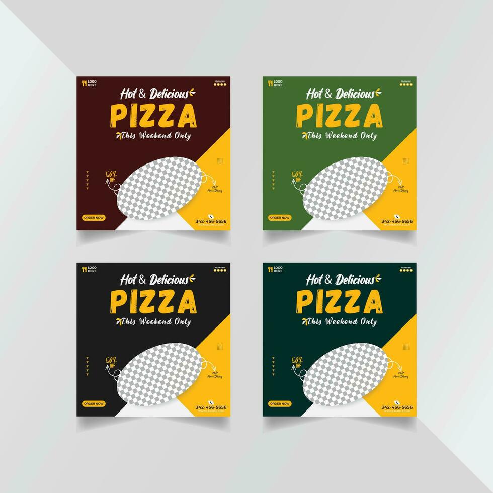 heerlijk pizza sociaal media sjabloon ontwerp vector