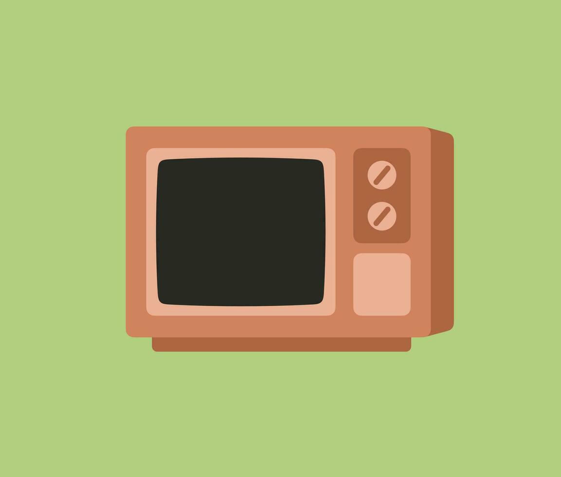 zwart scherm retro TV wijnoogst elektronisch vlak illustratie vector