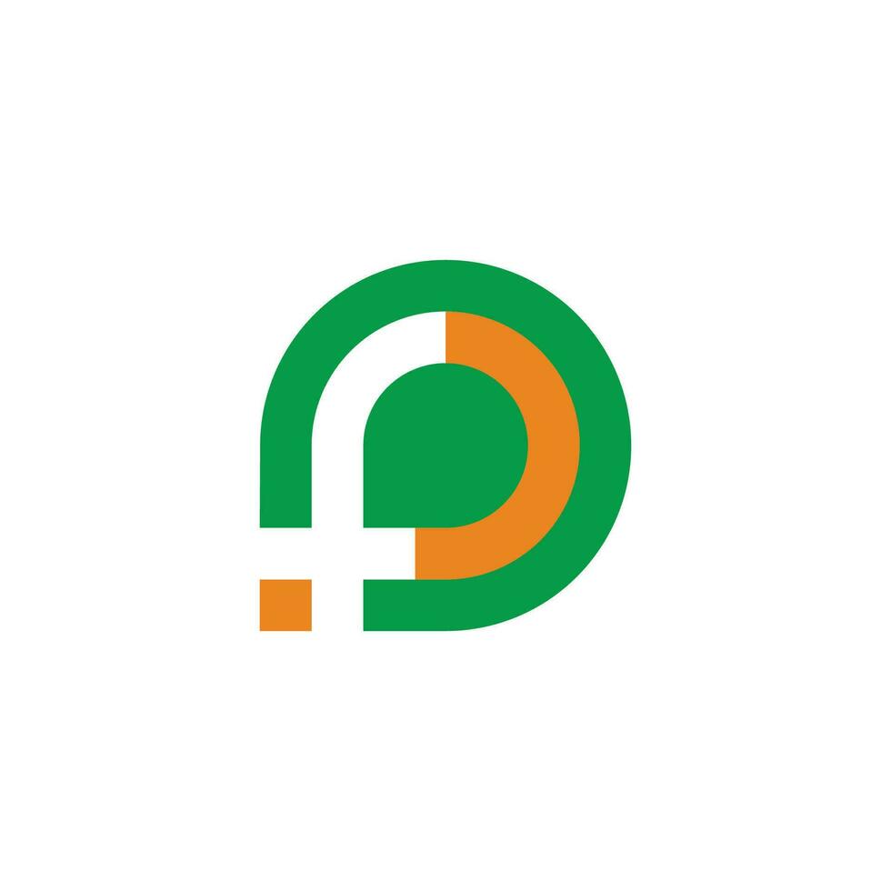 brief f p gemakkelijk cirkel meetkundig kleurrijk logo vector