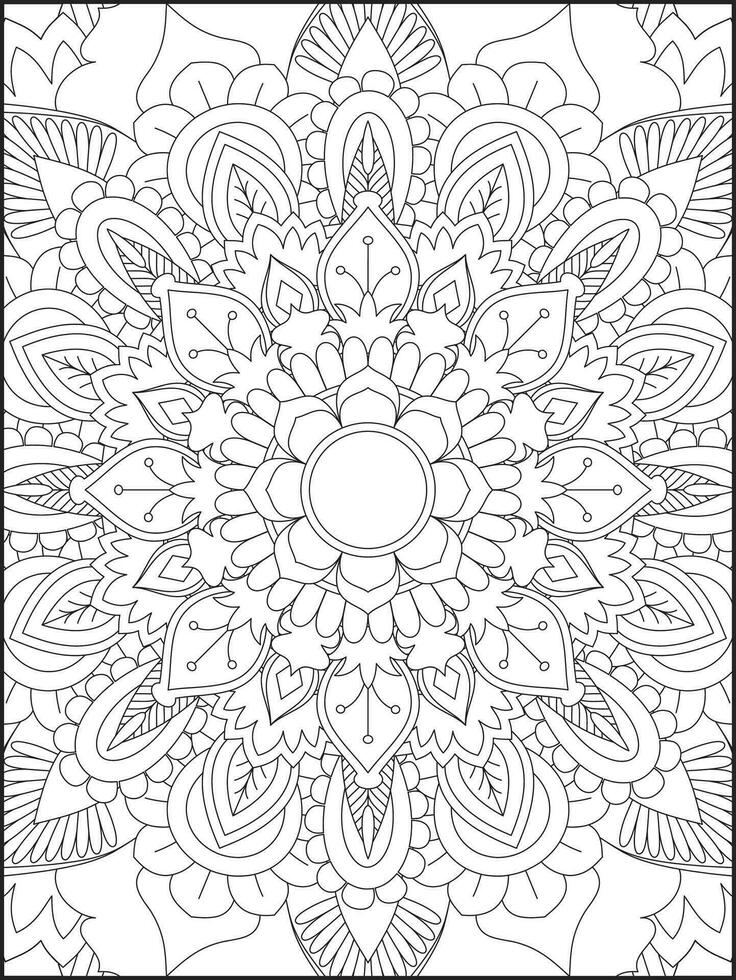 kleur boek Pagina's. mandala. abstract Islamitisch bloem. kinderen en volwassen anti stress kleur boek. wit achtergrond, zwart schets. vector voorraad illustratie. patroon mandala kleur Pagina's