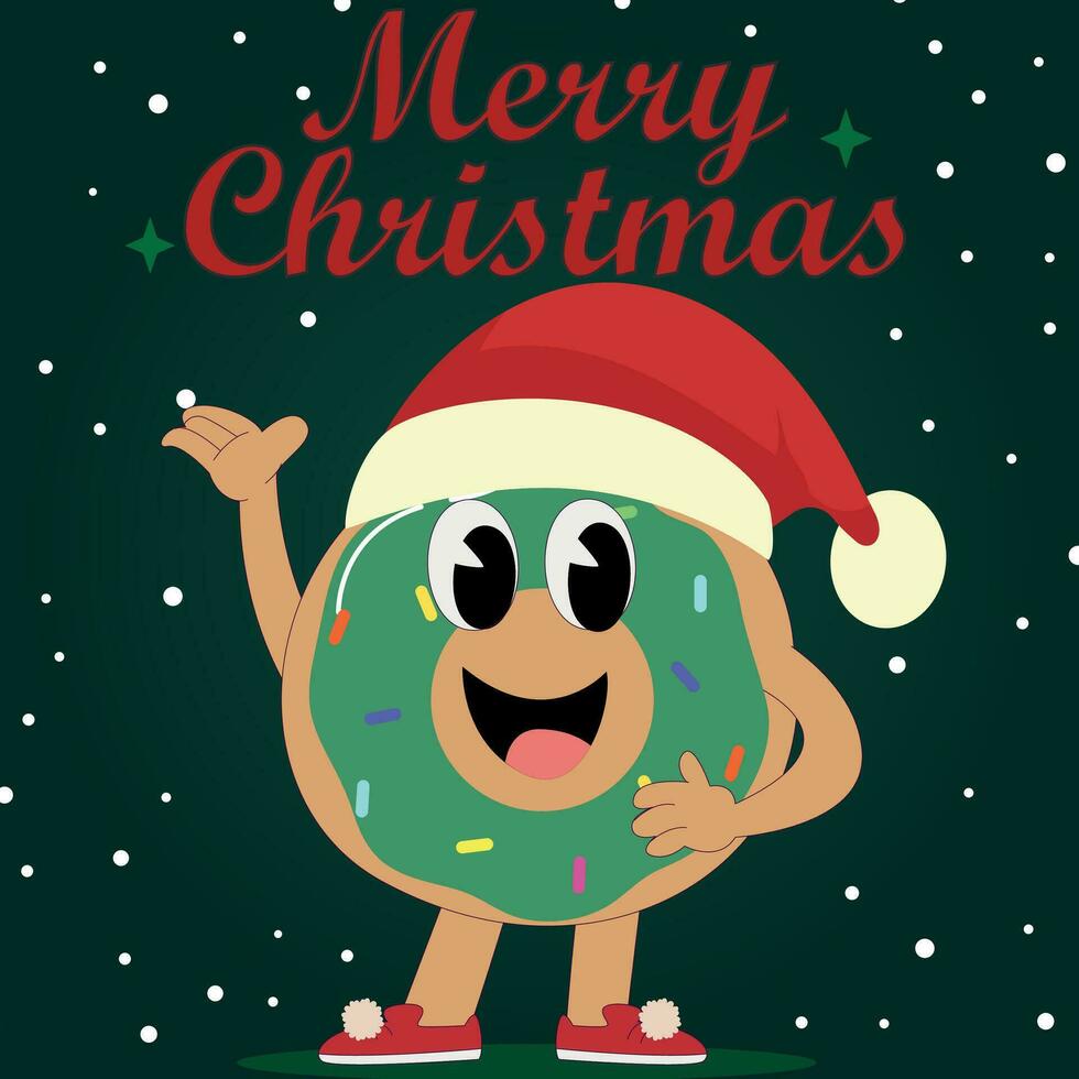 schattig donut mascotte de kerstman claus kerstmis. de kerstman claus emoticons met donut tekenfilm karakter. vector illustratie