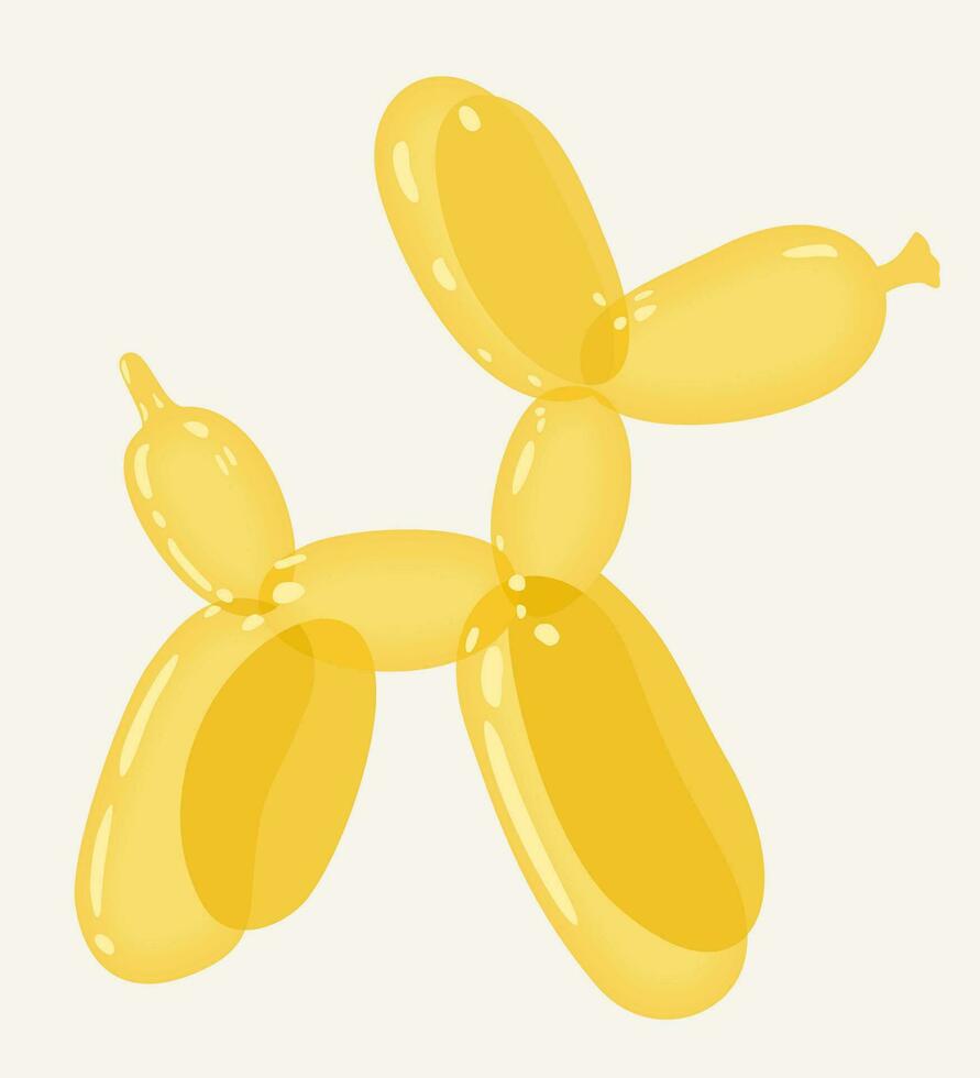 helder geel ballon hond. bubbel dier in een vorm van pup. vector geïsoleerd illustratie