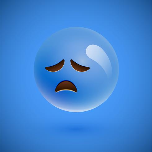 Blauw realistisch emoticon smileygezicht, vectorillustratie vector