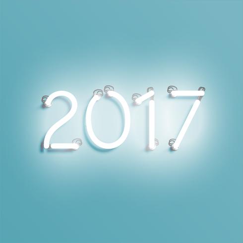 Neon 2017 schijnteken, vectorillustratie vector