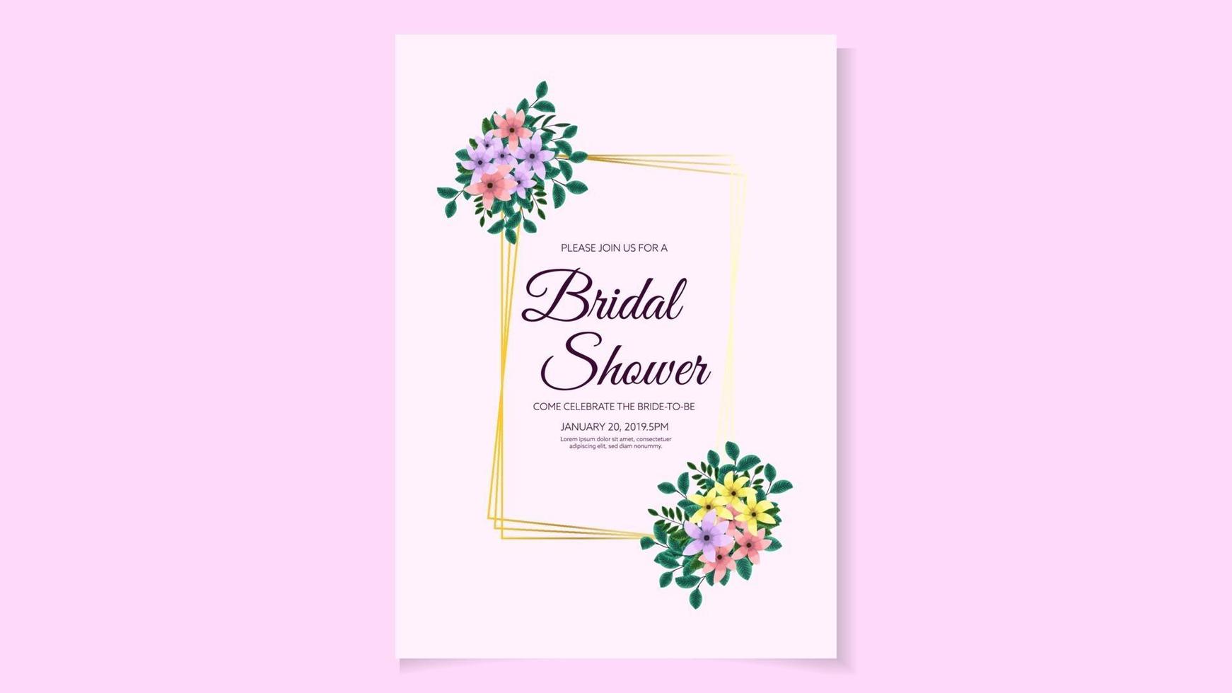 bruids douche uitnodigingskaart ontwerp in bloemen bloemdessin vector