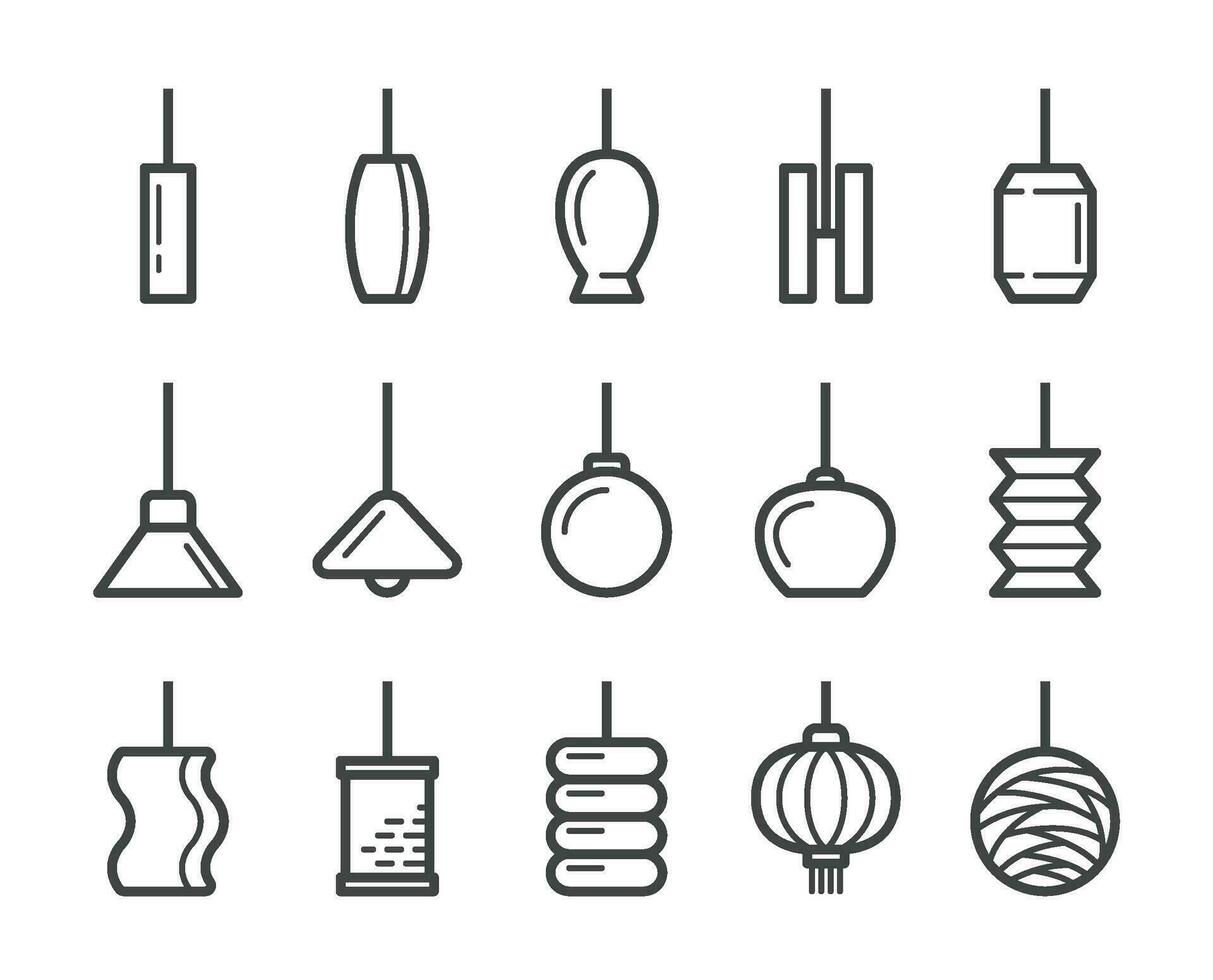 hangende lamp lijn pictogram, vector en illustratie