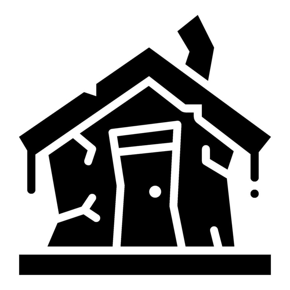 verlaten huis solide pictogram, vector en illustratie