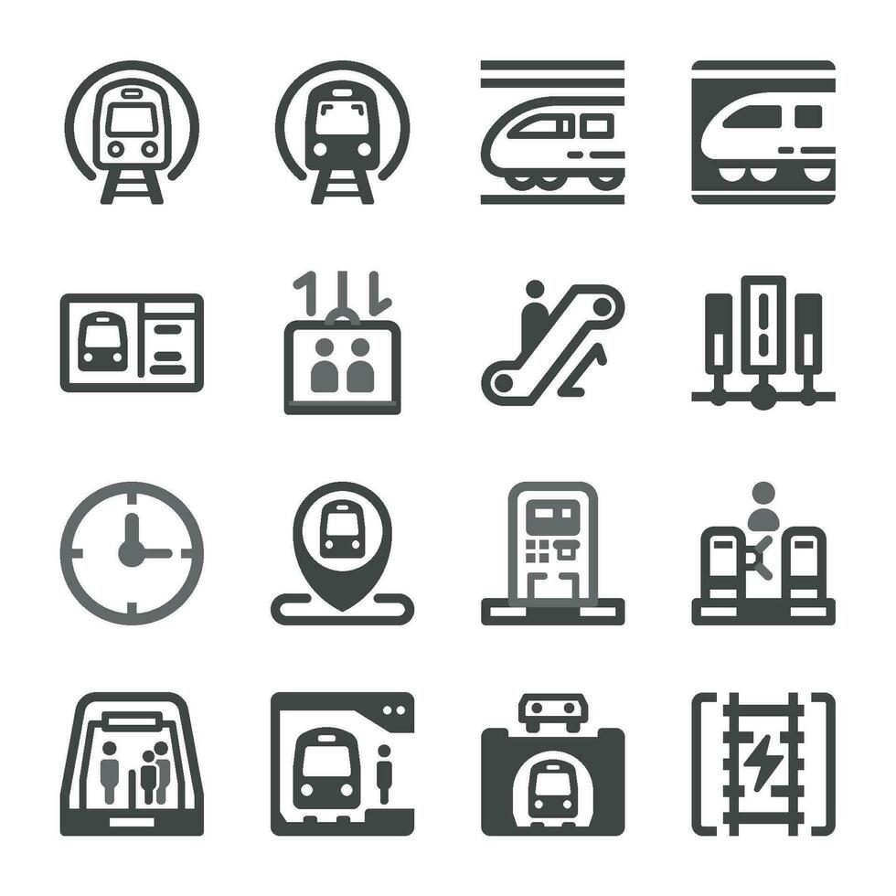 metro trein icoon instellen, vector en illustratie