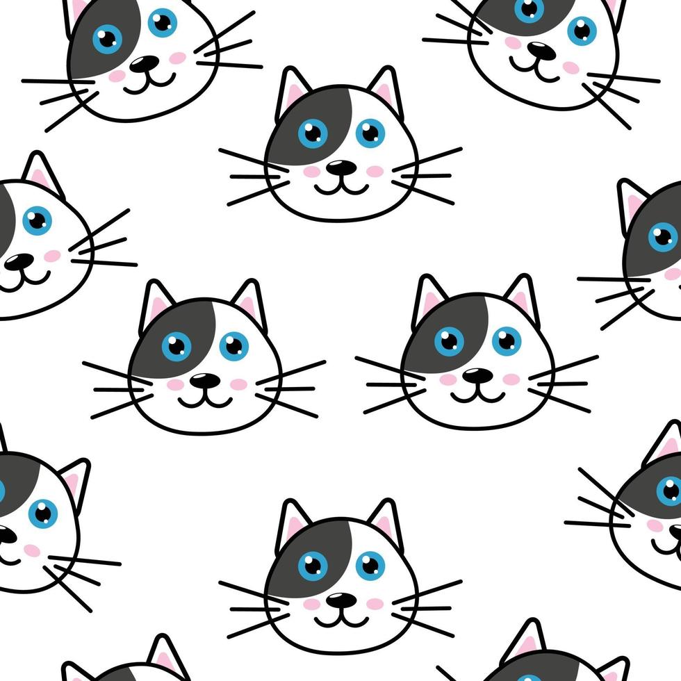 schattige cartoon kitty kat hoofd naadloze pattern.eps vector