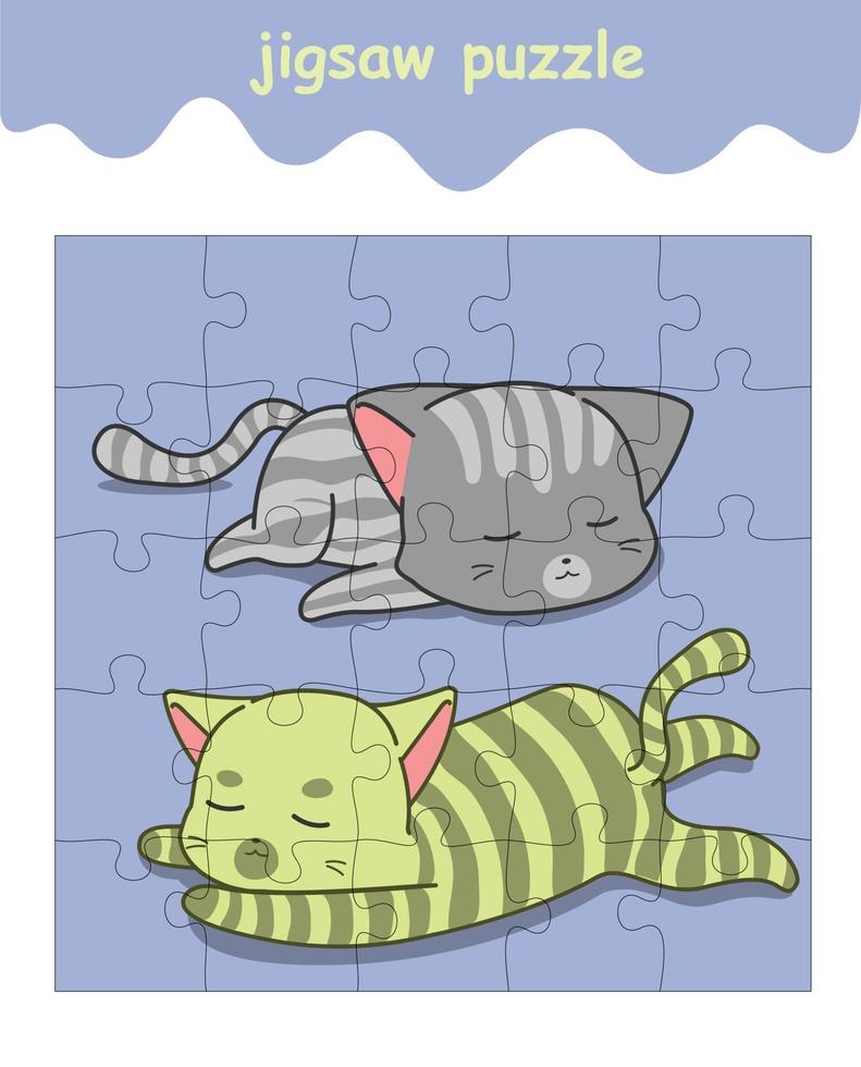 puzzelspel van 2 katten zijn lui vector