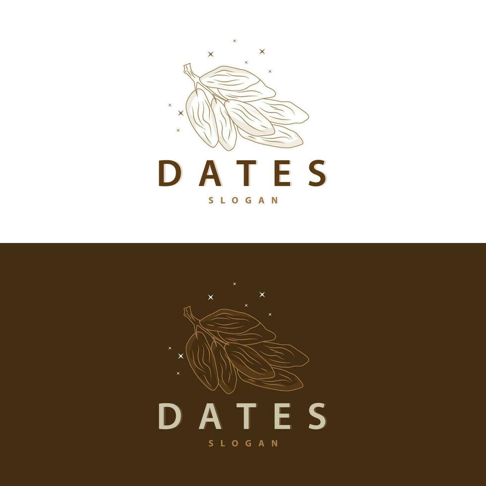 datum fruit logo, elegant minimalistische premie ontwerp, zoet datum fruit logo sjabloon illustratie vector