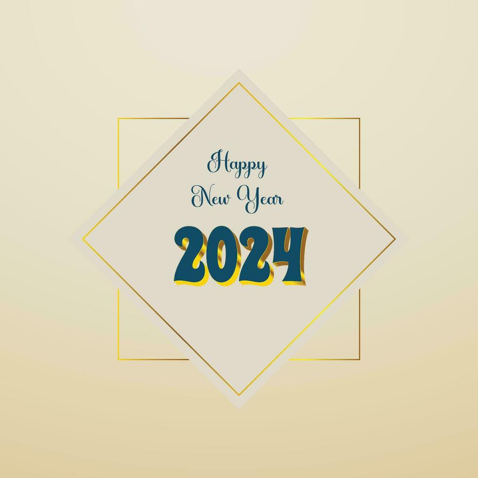 nieuw jaar 2024 goud 3d viering post vector