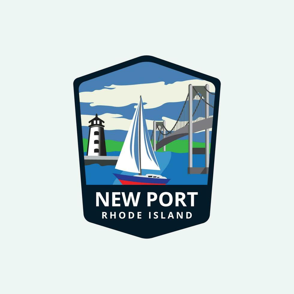 newport Rhode eiland zeilboot vuurtoren retro wijnoogst vector