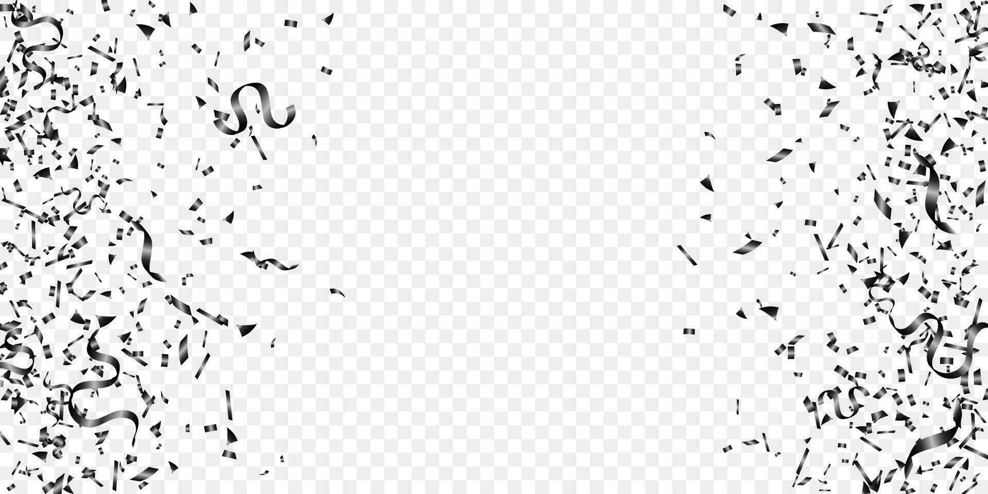 zwart confetti en lint voor viering, evenement, verjaardag en halloween partij achtergrond vector illustratie