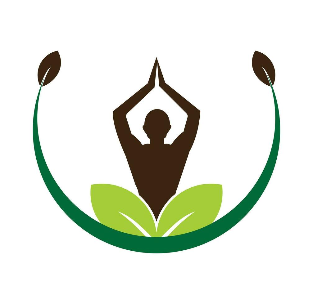 yoga logo ontwerp voorraad. menselijke meditatie in lotusbloem vectorillustratie vector