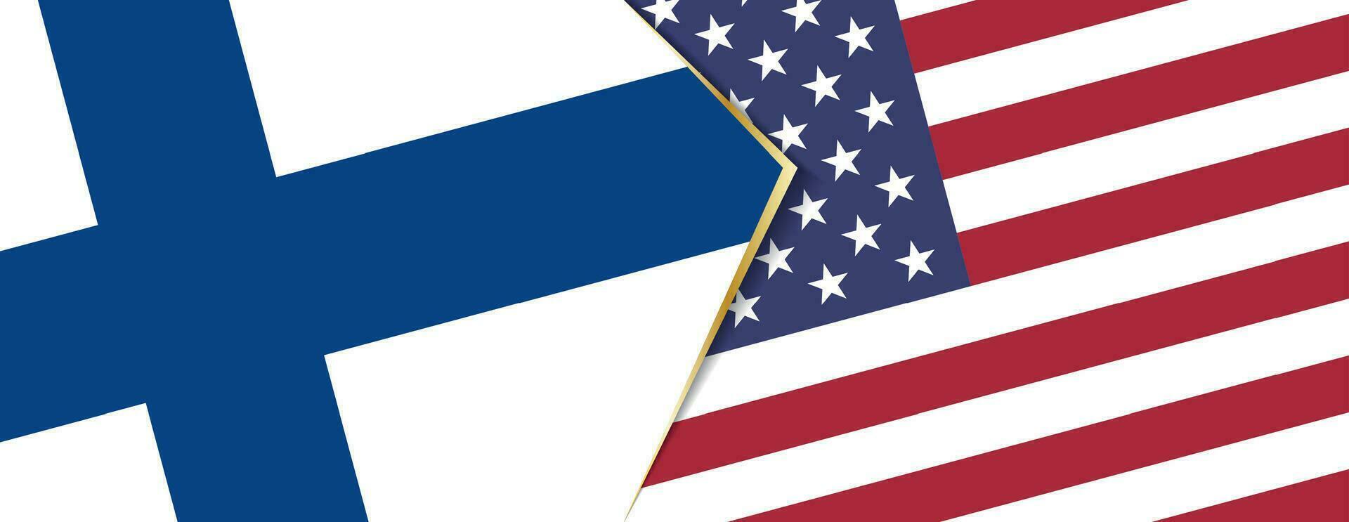 Finland en Verenigde Staten van Amerika vlaggen, twee vector vlaggen.