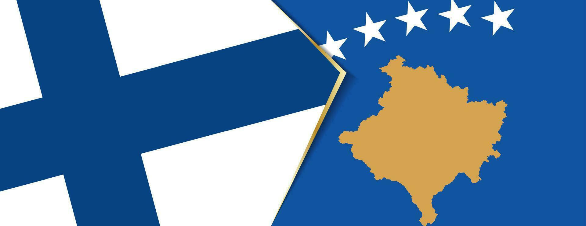Finland en Kosovo vlaggen, twee vector vlaggen.