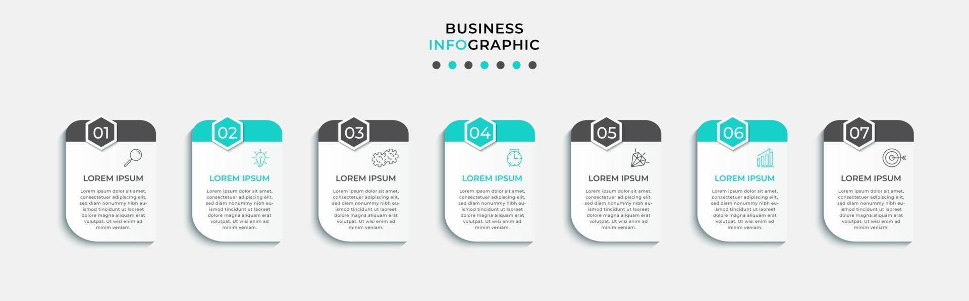 infographic ontwerpsjabloon met pictogrammen en 7 opties of stappen vector