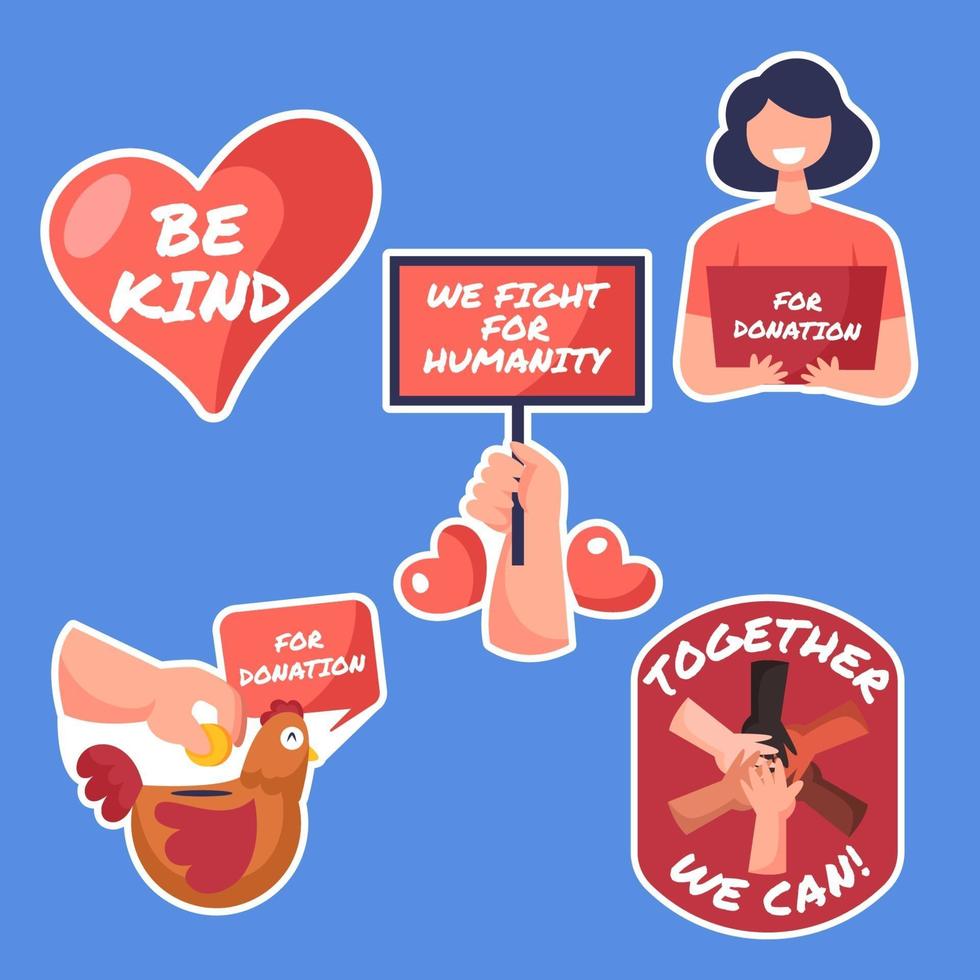 stickerset voor humanitaire dag vector