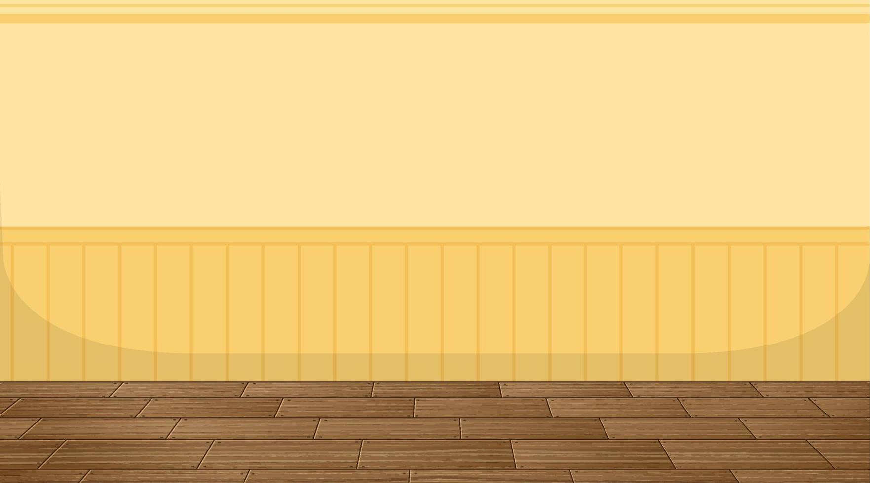 lege kamer met parketvloer en geel behang vector
