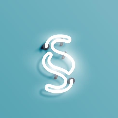 Realistisch neonkarakter van een fontset, vectorillustratie vector