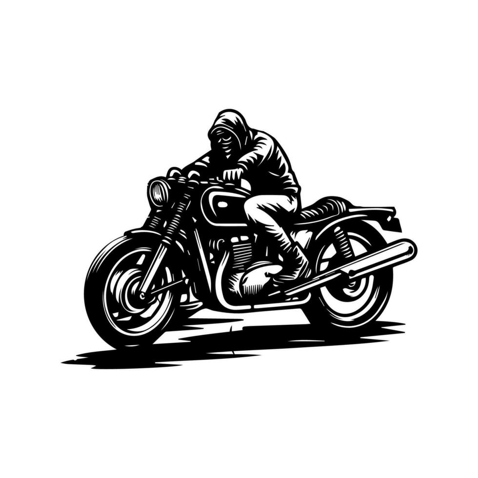 klassiek motorfiets in zwart en wit vector illustratie ontwerp