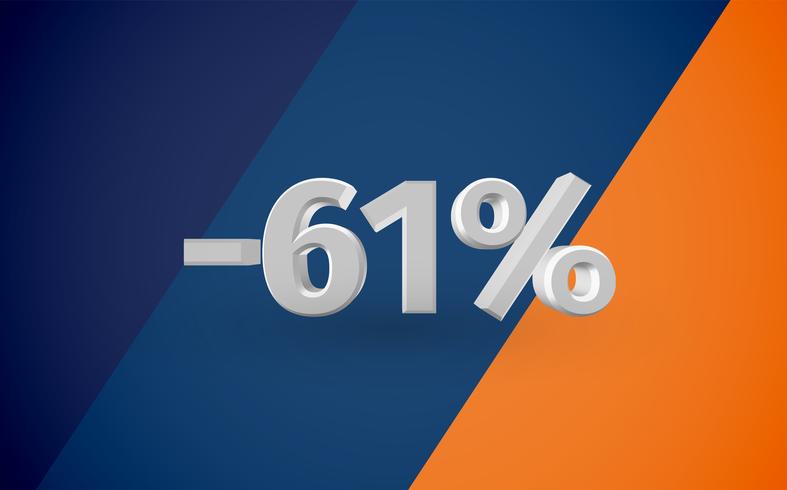 3D verkoopillustratie met percentage, vector