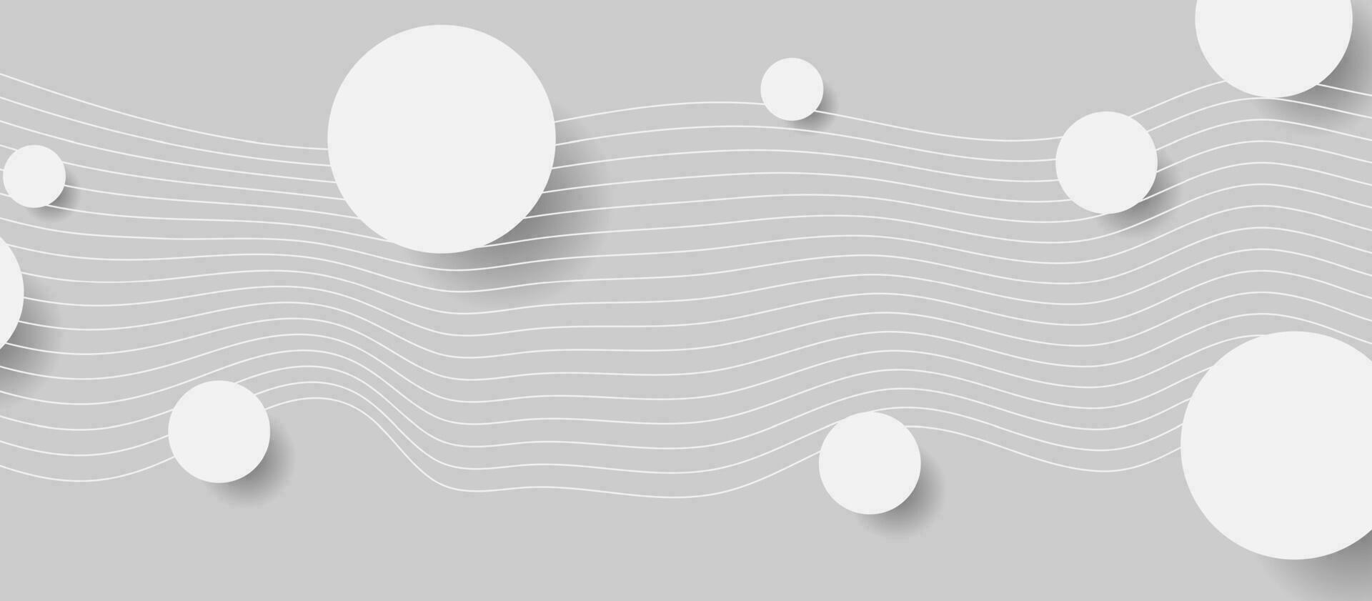 golvend lijnen en papier cirkels abstract geometrie achtergrond vector