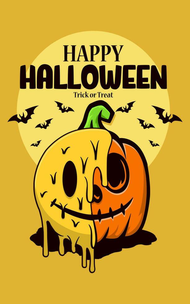 vector illustratie van een pompoen masker met een halloween thema truc of traktatie