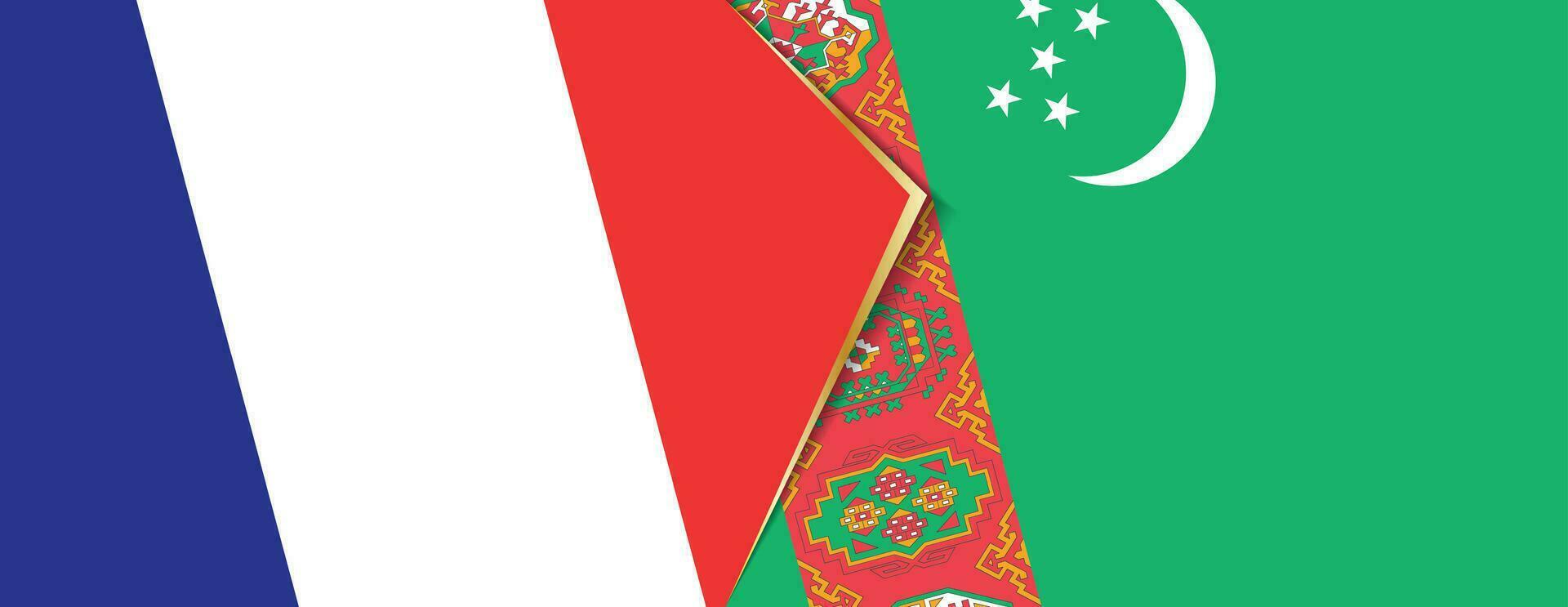 Frankrijk en turkmenistan vlaggen, twee vector vlaggen.