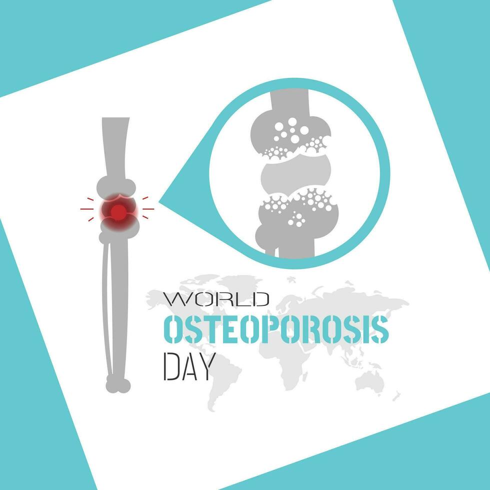 wereld osteoporose dag poster met knie pijn en bot structuur details vector