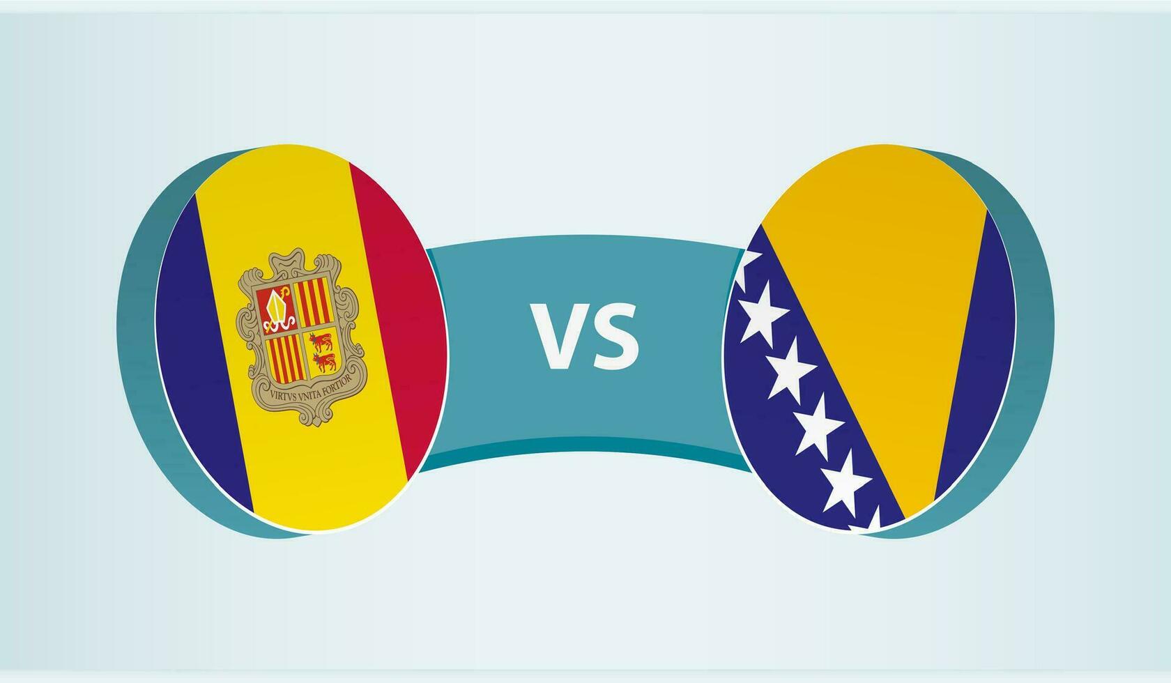 Andorra versus Bosnië en herzegovina, team sport- wedstrijd concept. vector