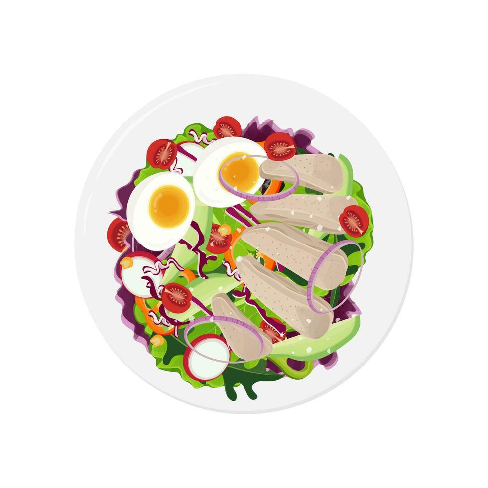 logo illustratie van gezond voedsel kip salade vector