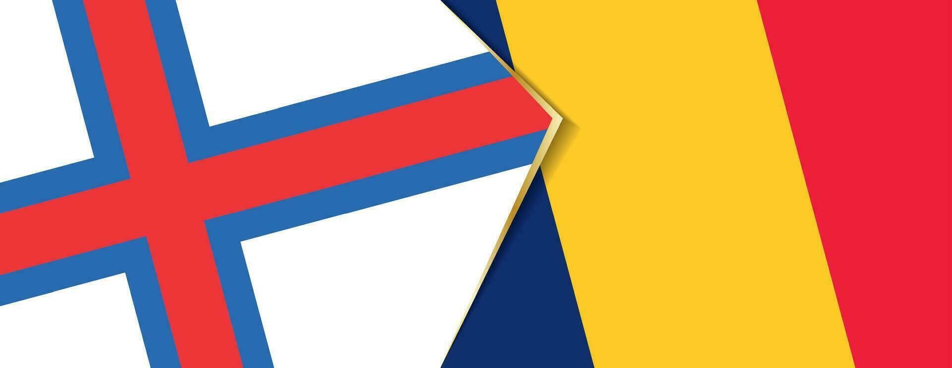 Faeröer eilanden en Tsjaad vlaggen, twee vector vlaggen.