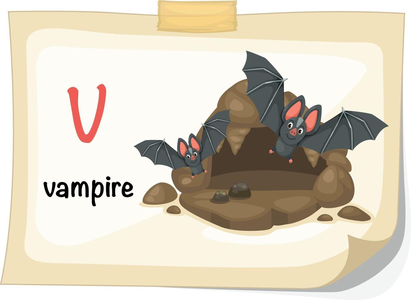 dierlijke alfabet letter v voor vampier illustratie vector